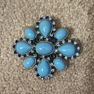 Elegant Blue Gemstone Brooch